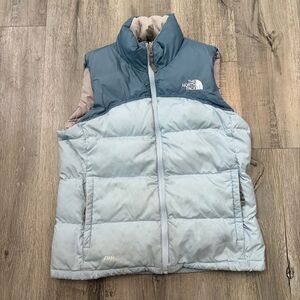 VTG The North Face Nuptse 700 Goose Down Puffer Vest Light Blue Womens Small